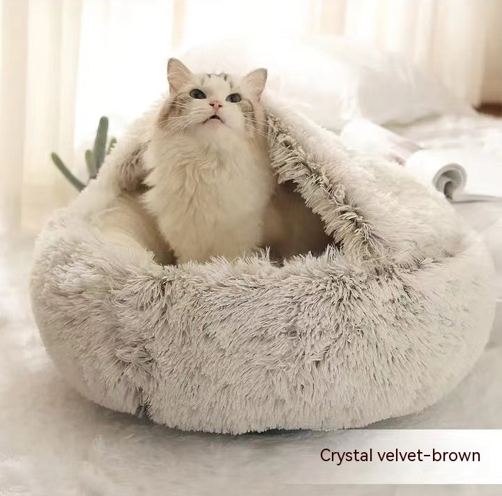 Plush Round Dog and Cat Bed for Winter Comfort