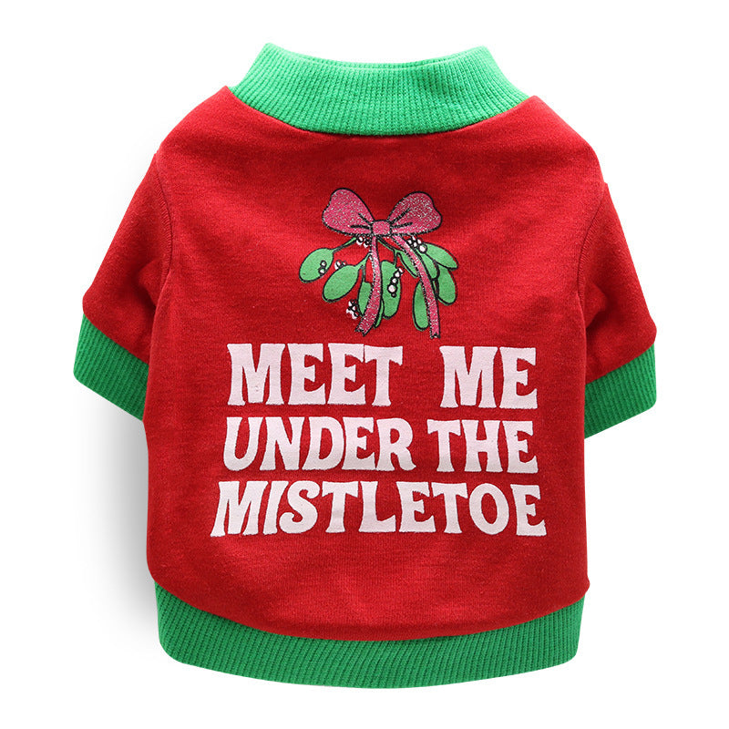 Christmas Dog T-Shirt Soft Cotton Pet Clothes for Holiday Season