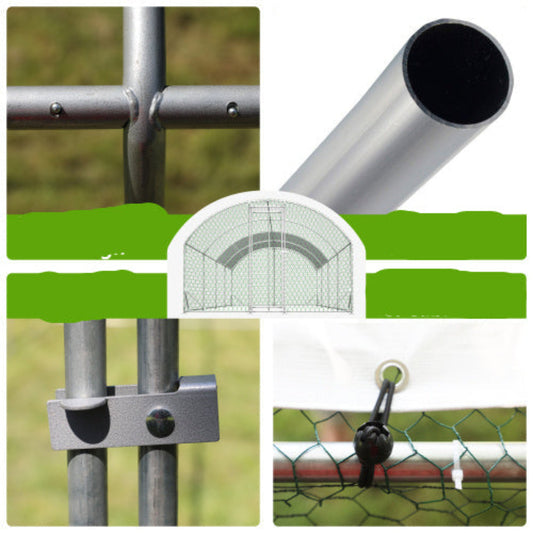 26'x9'x6' Large Metal Chicken Coop with Waterproof Cover