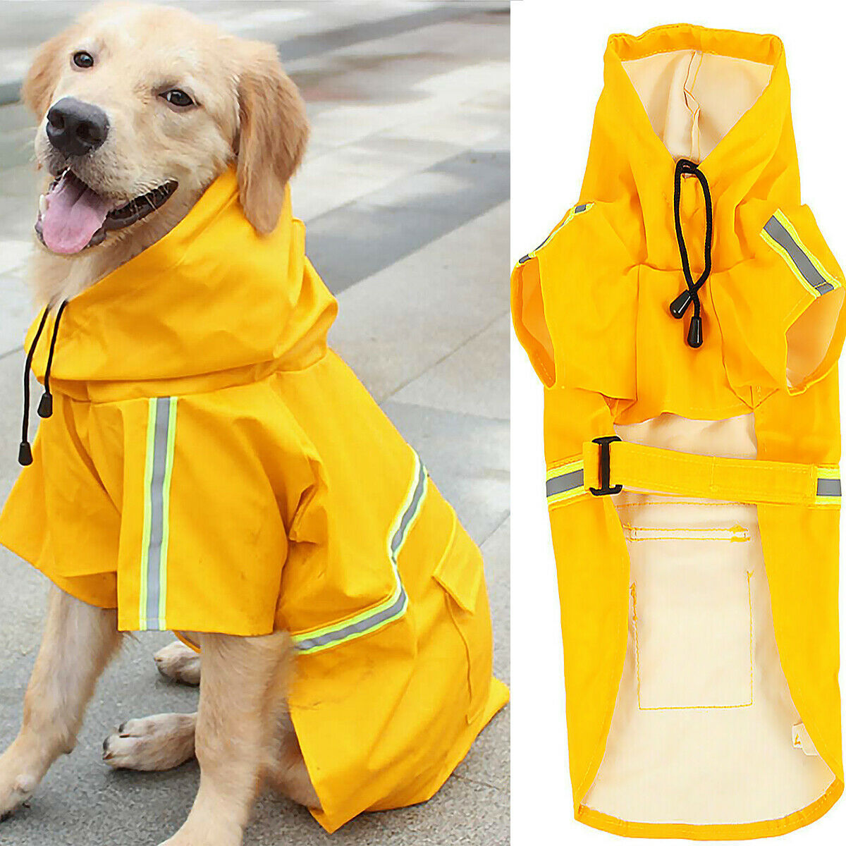 Waterproof Dog Raincoat Reflective Hooded Jacket for Pets