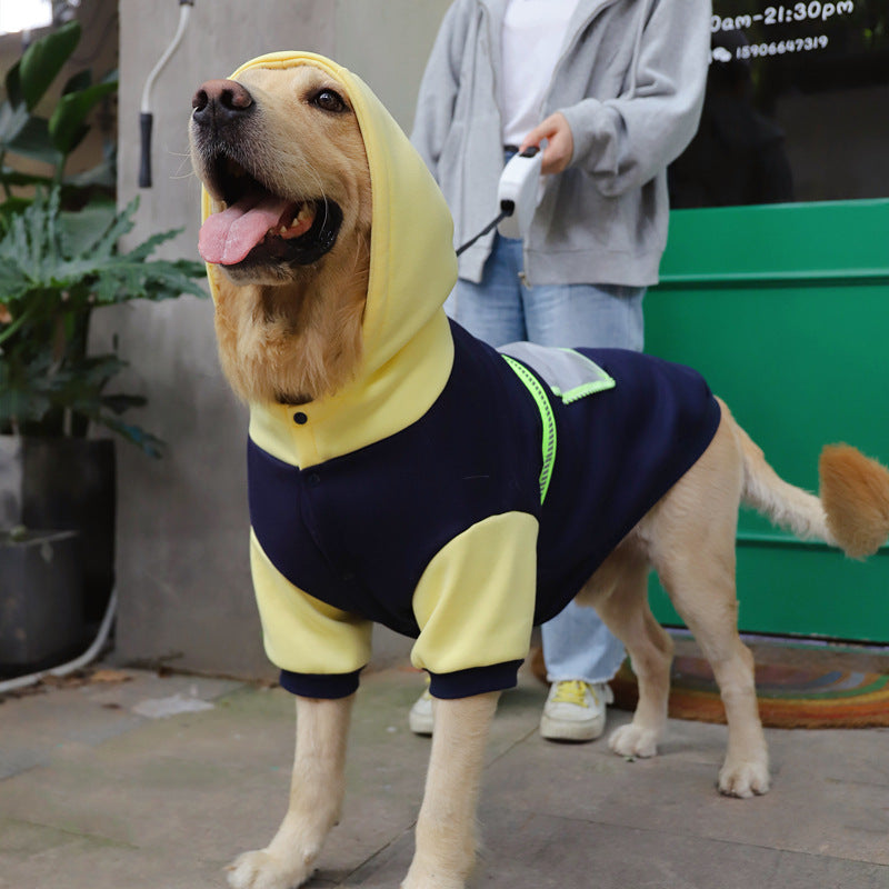Large Dog Winter Sweater with Transparent Pocket Casual Wear