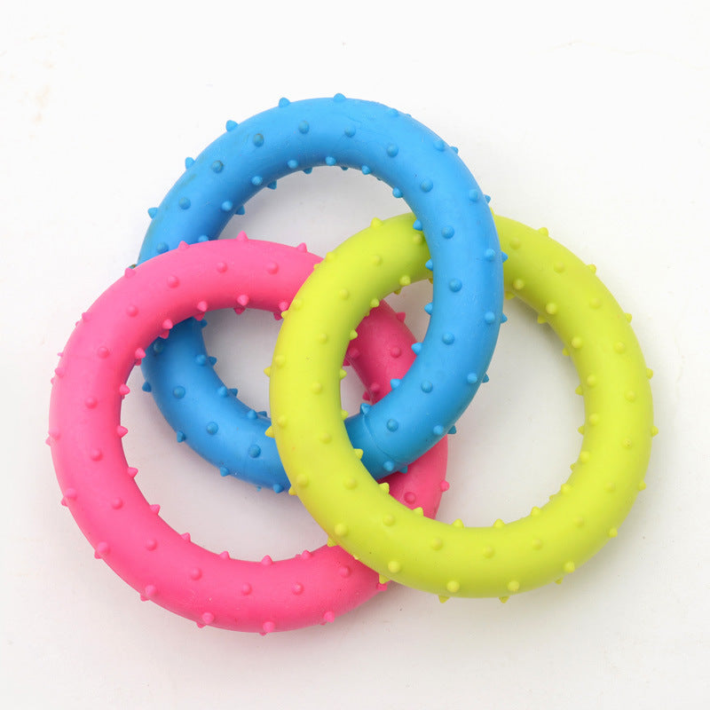 TPR Rubber Barbell Pet Toy with Spiked Ring – Durable and Fun Bite Toy for Pets