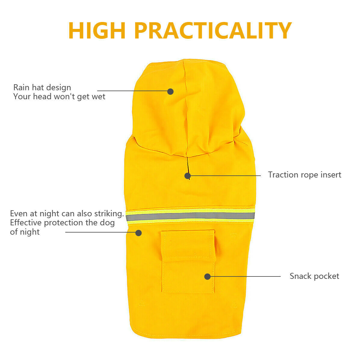 Waterproof Dog Raincoat Reflective Hooded Jacket for Pets