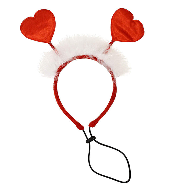 Valentine's Day Pet Accessories Headband And Scarf Set