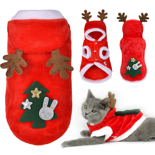 Flannel Elk Christmas Pet Clothing