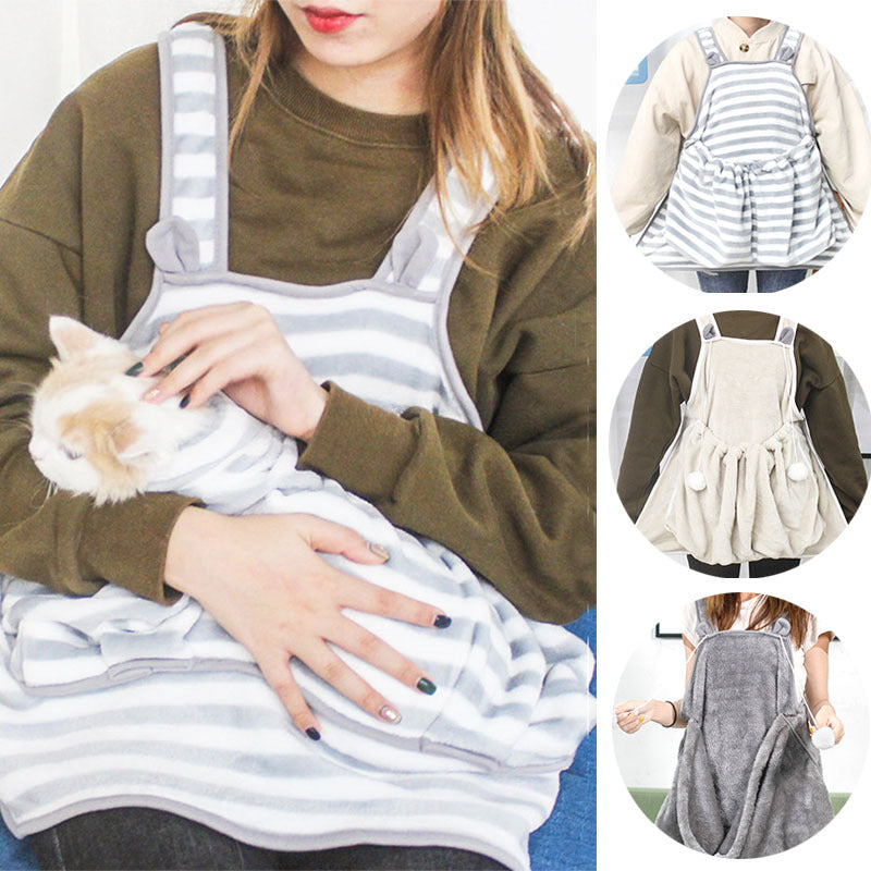 Pet Apron for Women Touch the Cat Small Dog Clothes Non-Stick Anti-Grab Coral Fleece Apron