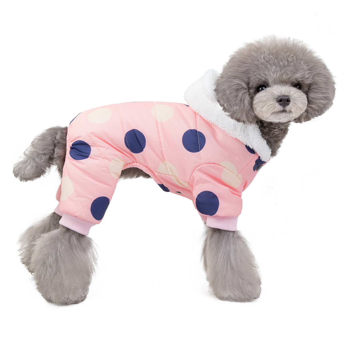 Warm Cotton Four-Legged Pet Coat Polka Dot Design for Winter