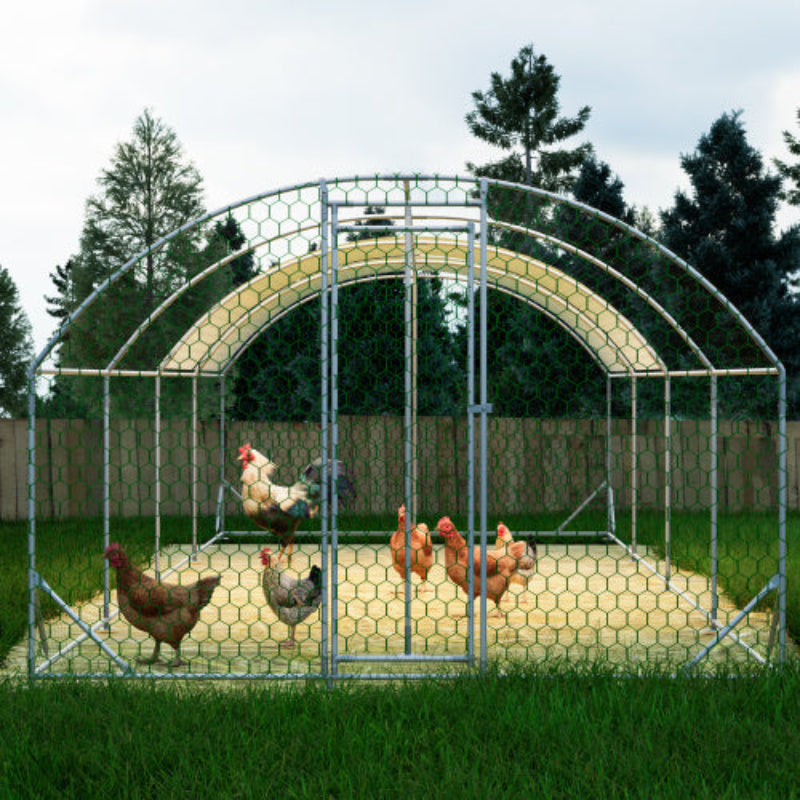 26'x9'x6' Large Metal Chicken Coop with Waterproof Cover