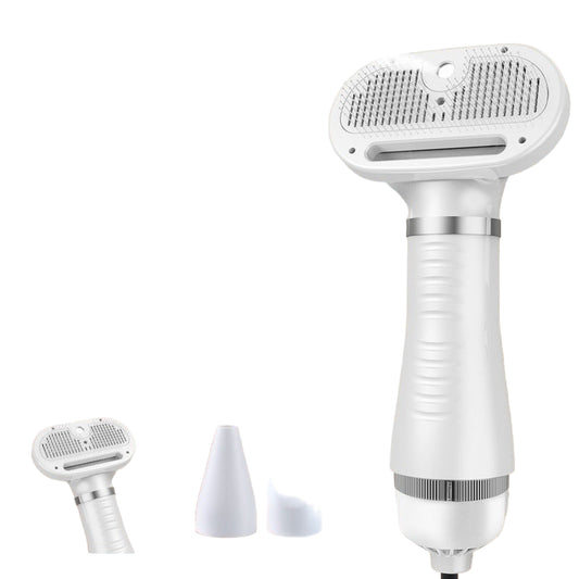 Hair dryer with styling comb attachment on a beige background