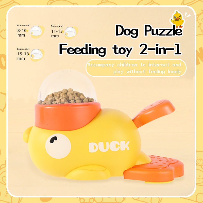 Small Yellow Duck Pet Cat Automatic Pet Feeder Dog Toy