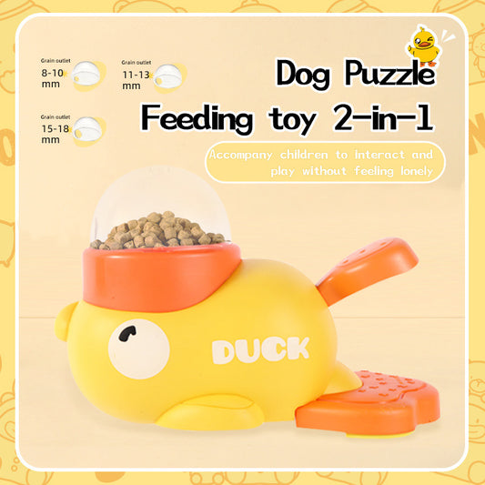 Small Yellow Duck Pet Cat Automatic Pet Feeder Dog Toy