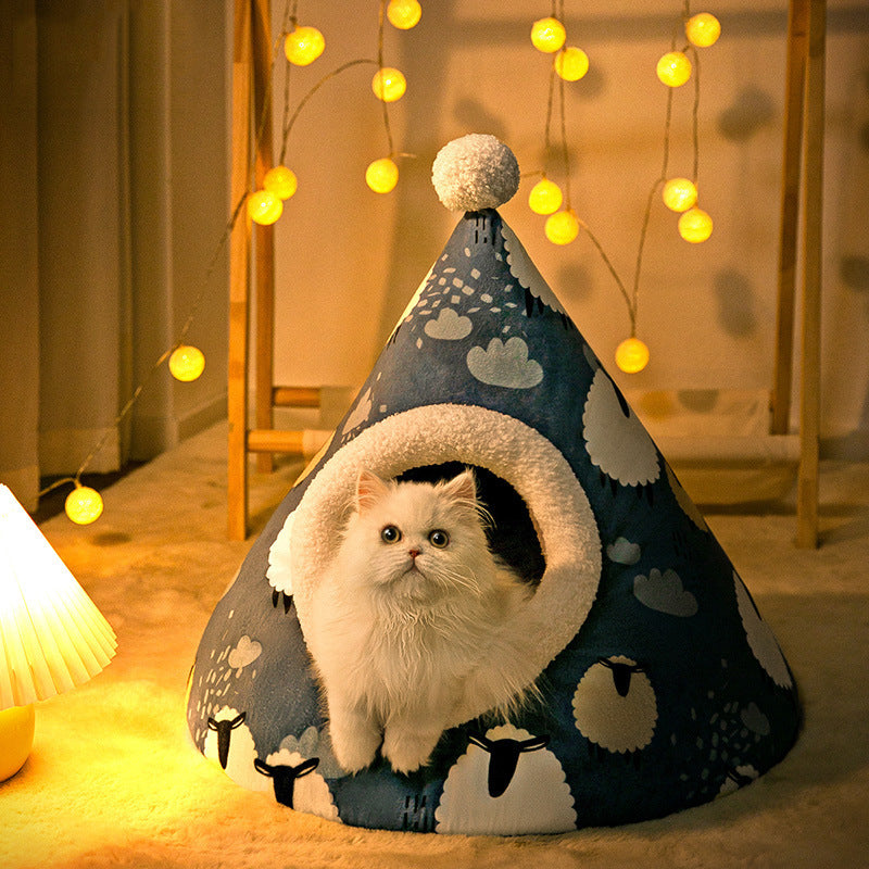 Triangle Yurt Cat Litter Enclosed Pet Nest for Cats
