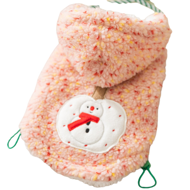 Snowman Embroidered Sherpa Pet Hoodie