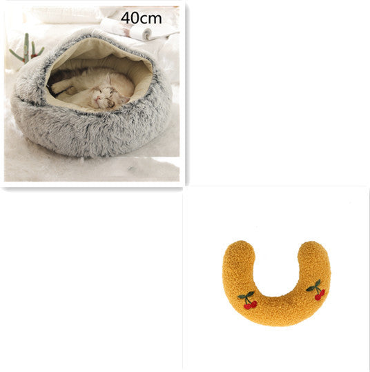 Plush Round Dog and Cat Bed for Winter Comfort