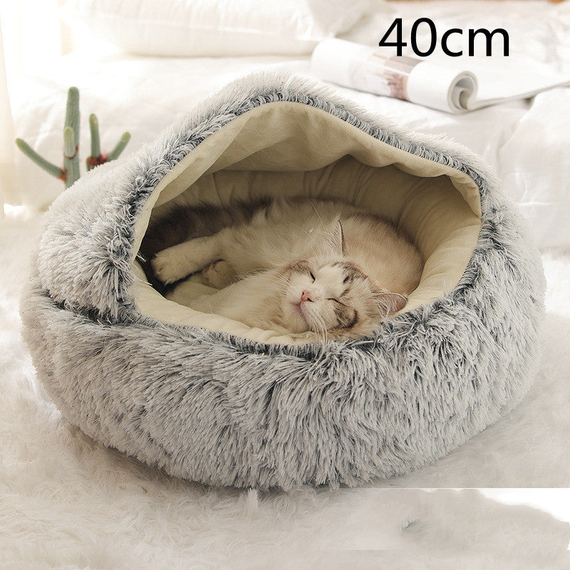 Plush Round Dog and Cat Bed for Winter Comfort