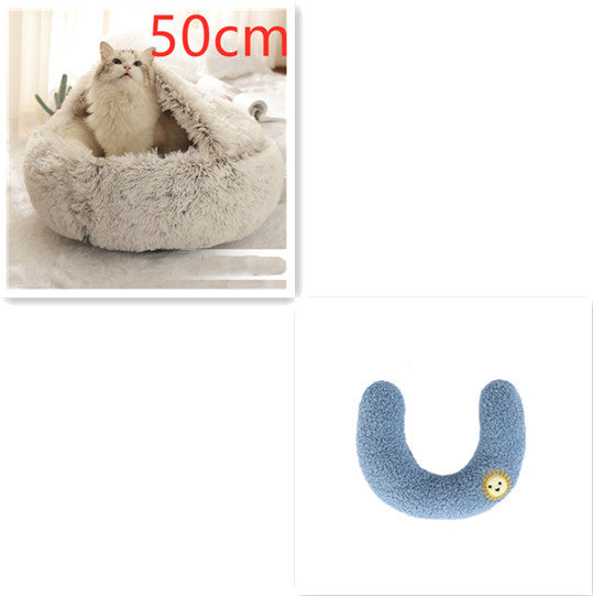 Plush Round Dog and Cat Bed for Winter Comfort