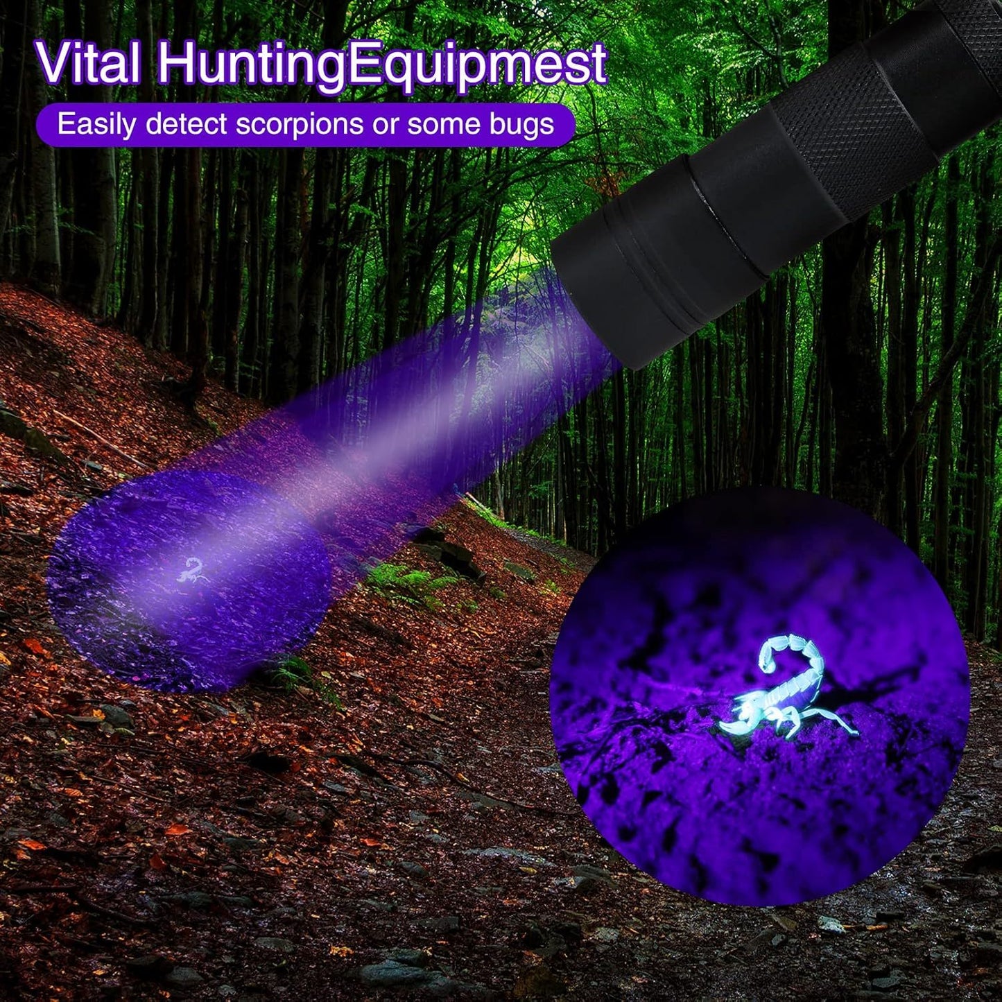 UV Flashlight LED Handheld Blacklight Flashlight Mini Light Torch Detector For Dog Pet Urine Stains Bed Bugs And Scorpions Batteries Not Included