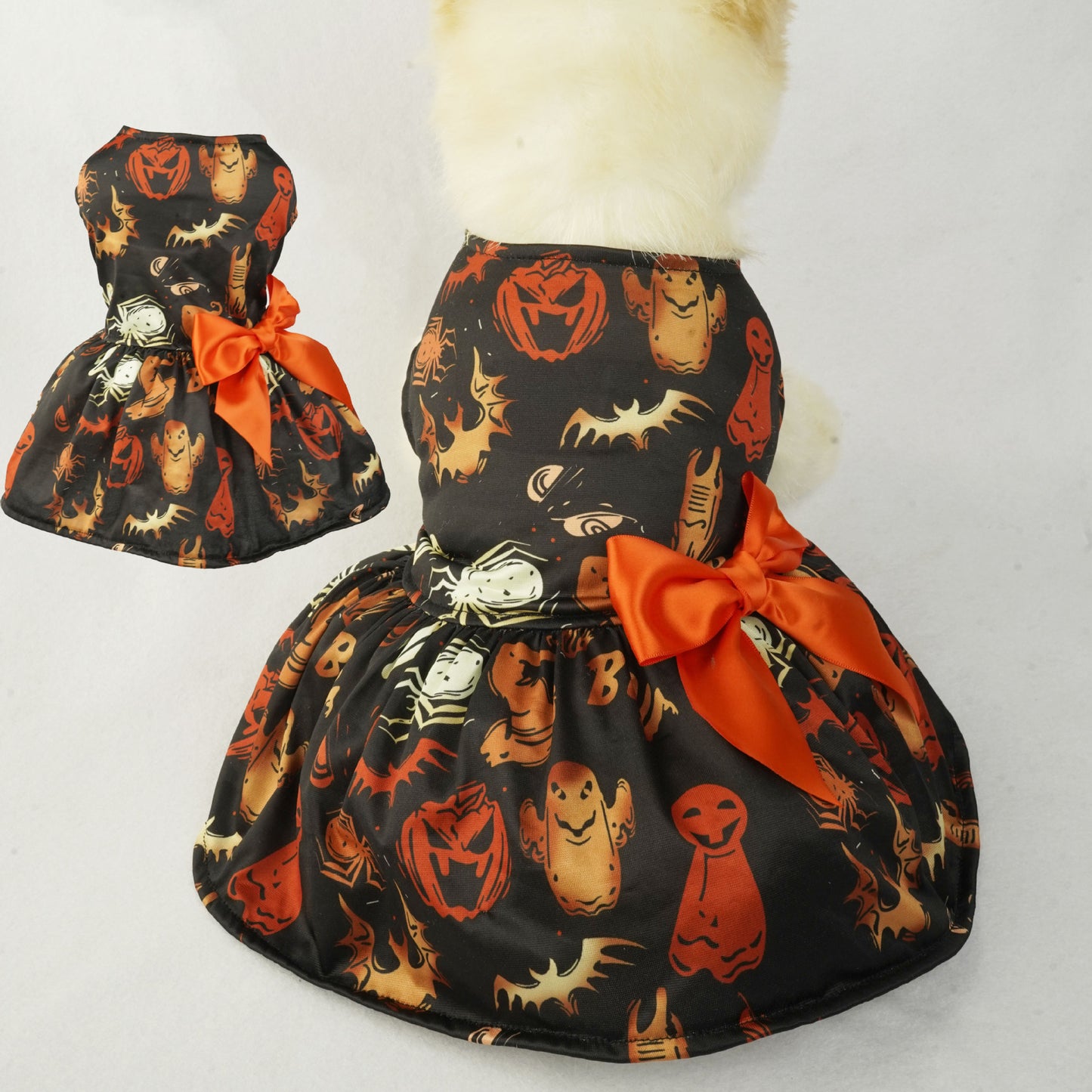 Pumpkin Print Dress for Small Dogs and Cats for Halloween