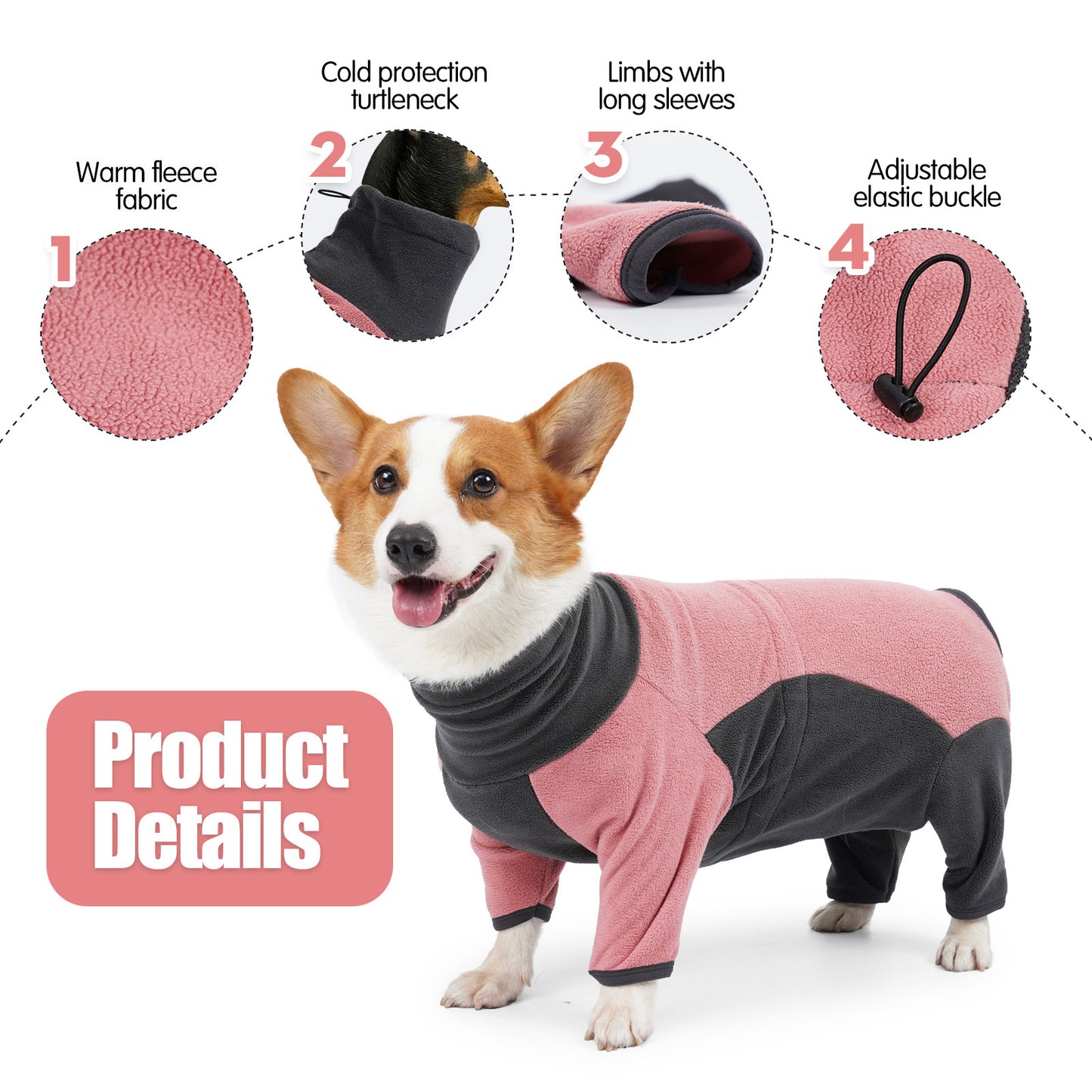 Thick Fleece Dog Coat Warm Winter Jacket for Cold Weather