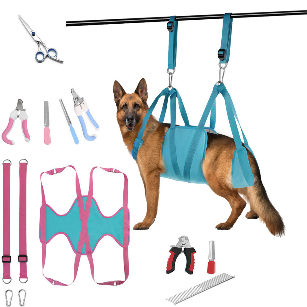 Pet Grooming Hammock with Nail Clippers and Trimmer