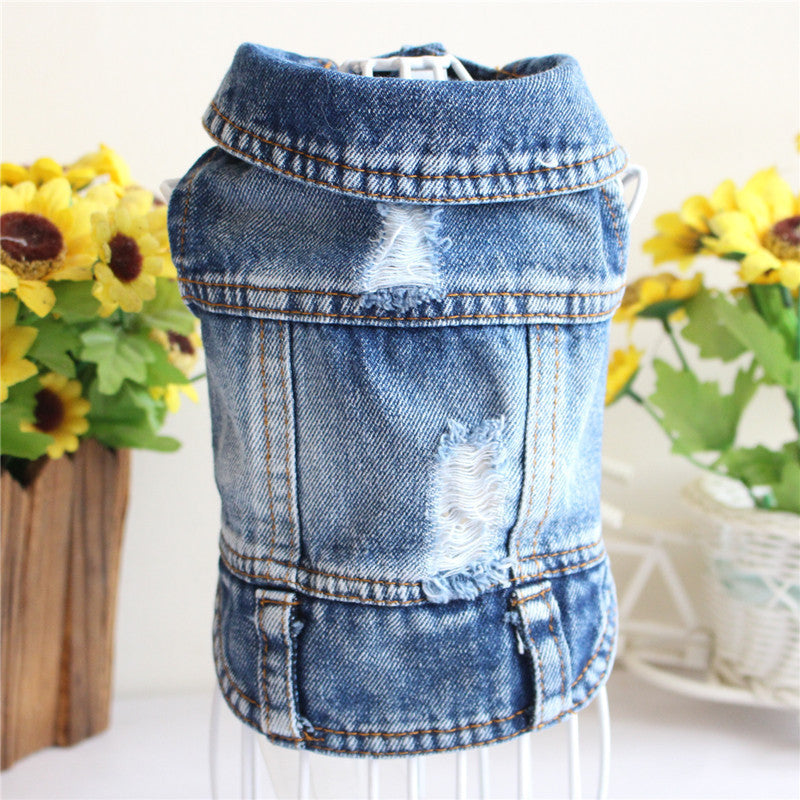 Designer Dog Denim Jacket Vest Coat for Small Dogs and Puppies