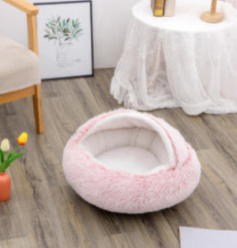 Plush Round Dog and Cat Bed for Winter Comfort