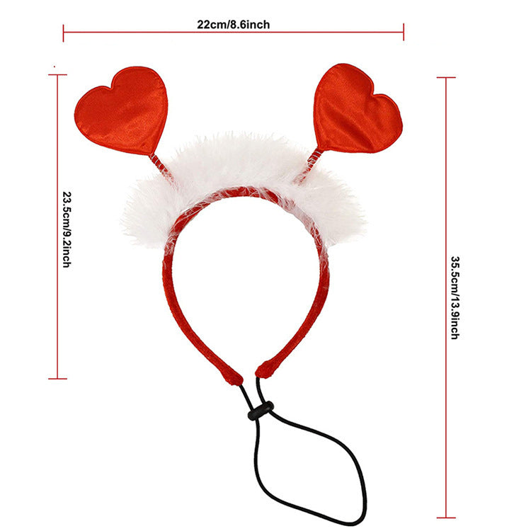 Valentine's Day Pet Accessories Headband And Scarf Set
