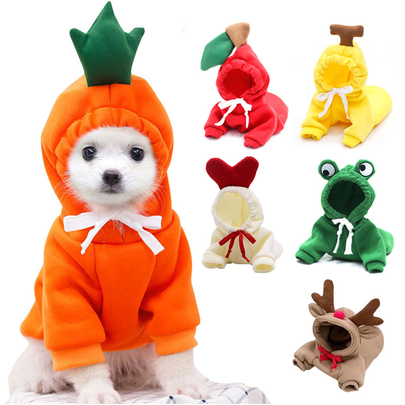 Cute and Warm Fruit Themed Dog Hoodie for Small Breeds
