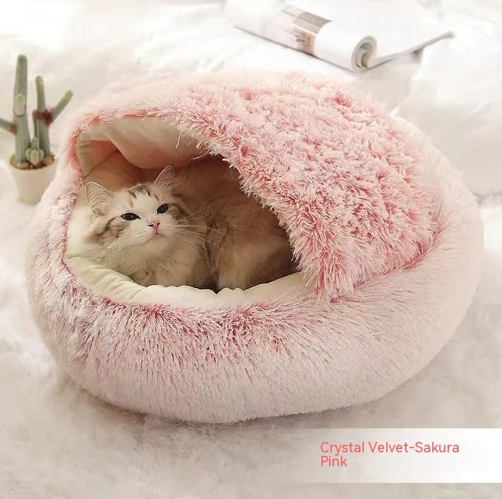 Plush Round Dog and Cat Bed for Winter Comfort