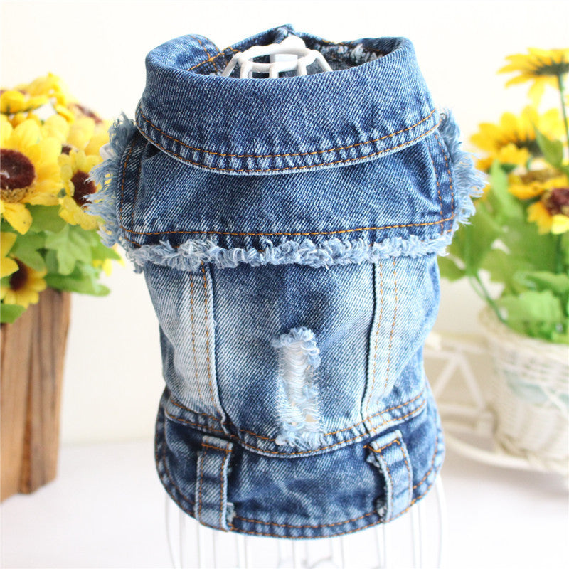Designer Dog Denim Jacket Vest Coat for Small Dogs and Puppies