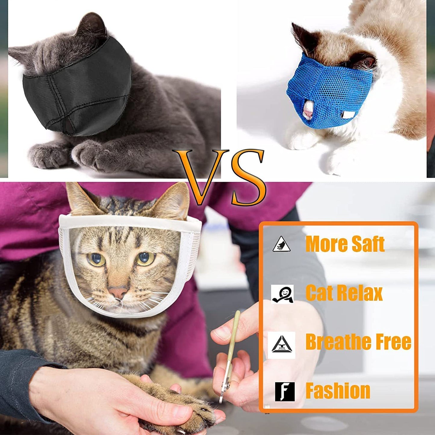Transparent Cat Muzzle for Grooming and Biting Prevention