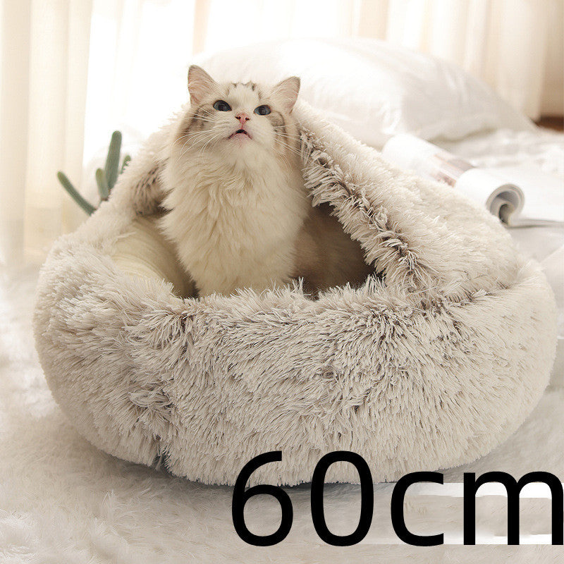 Plush Round Dog and Cat Bed for Winter Comfort