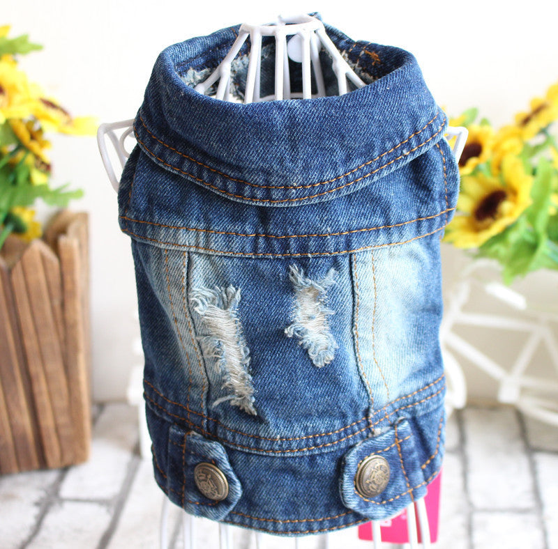 Designer Dog Denim Jacket Vest Coat for Small Dogs and Puppies