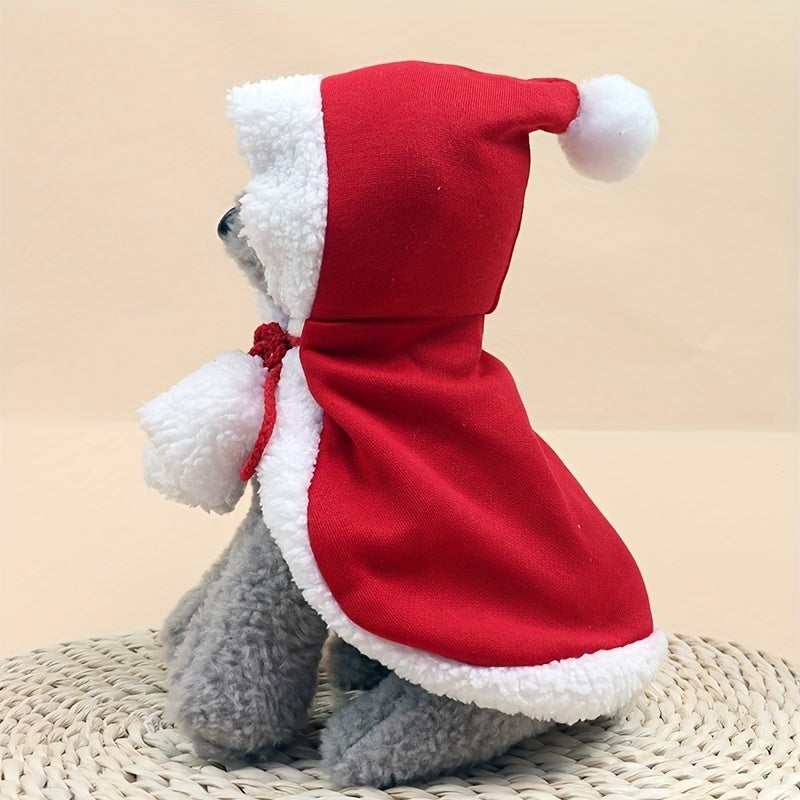 Christmas Pet Costume Santa Cape With Hat
