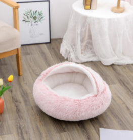 Plush Round Dog and Cat Bed for Winter Comfort