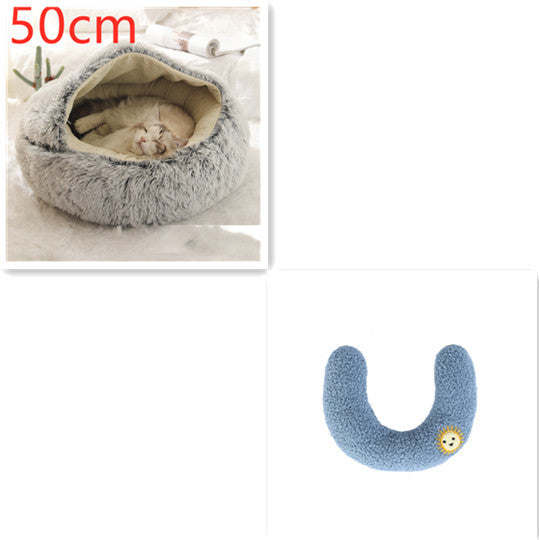 Plush Round Dog and Cat Bed for Winter Comfort