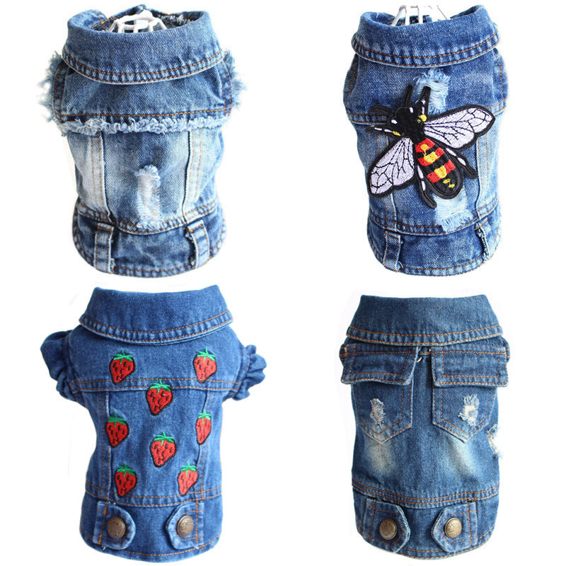 Designer Dog Denim Jacket Vest Coat for Small Dogs and Puppies