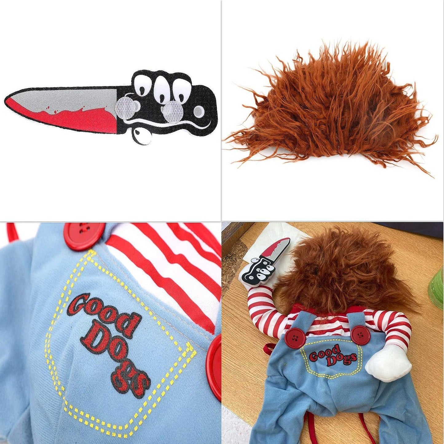Striped Halloween Dog and Cat Harness Pants – Fun 3-Piece Set with Knife Accessory