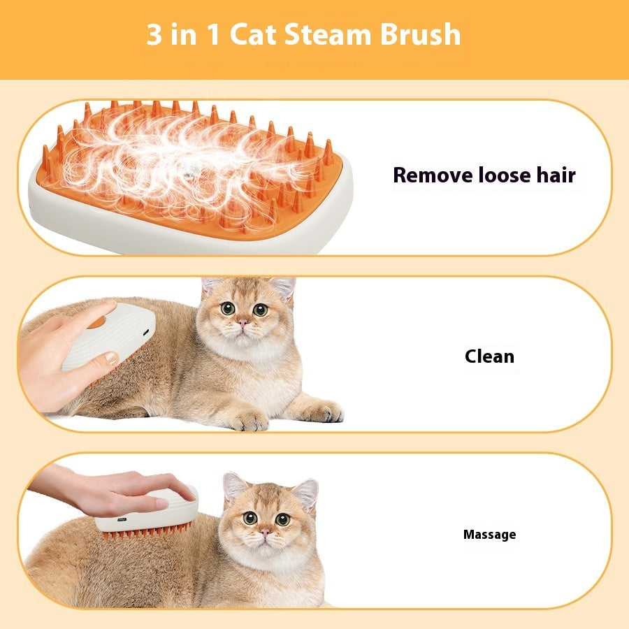 USB Rechargeable Pet Steam Brush for Grooming