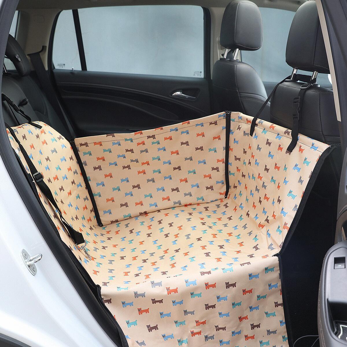 Rear Printed Double Layer Waterproof Pet Car Mat Pet Cat Dog Protection Pet Hanging Basket