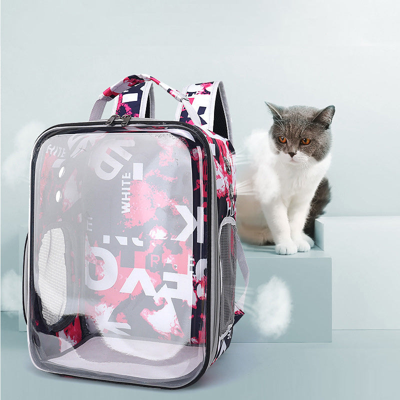 Cartoon Space Capsule Travel Breathable Pet Backpack Transparent