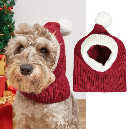 Knitted Snowflake and Elk Print Pet Hat for Winter Holidays