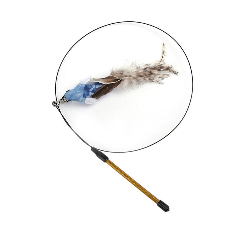 Cat Teaser Stick Can Replace The Head Steel Wire Feather Pole Can Replace Toys