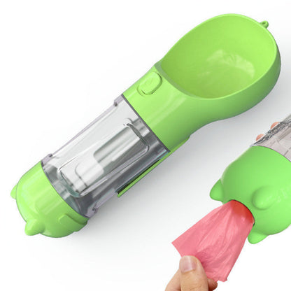 Leak Proof Dog Water Bottle with Food Storage and Waste Bag Holder