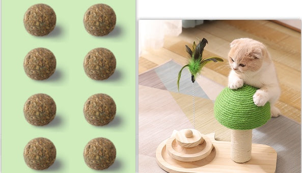 New Sisal Ball Solid Wood Turntable Durable Cat Toy Cat Supplies