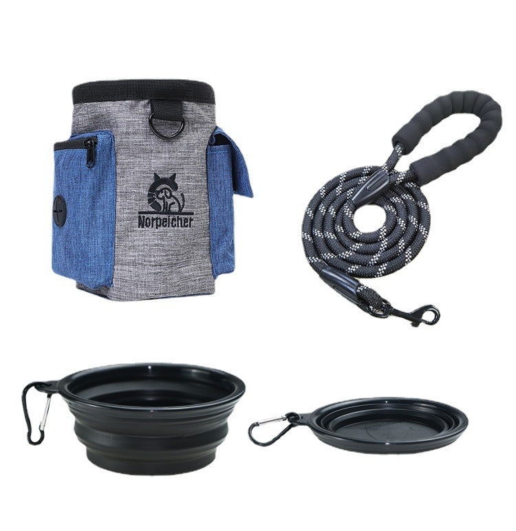 Pet Training Three-piece Set Hand Holding Rope Dog Bowl