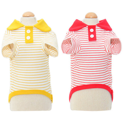 Striped Polo Shirt for Pets Comfortable Cotton Dog Shirt for Casual Wear