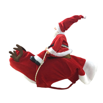 Santa Claus Riding Deer Christmas Dog Outfit