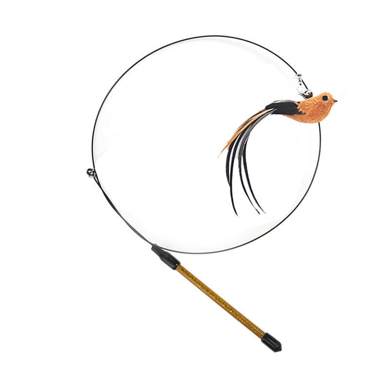 Cat Teaser Stick Can Replace The Head Steel Wire Feather Pole Can Replace Toys