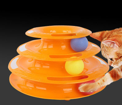 Interactive Funny four layer Cat Turntable Pet Ball Tower Tracks Toy